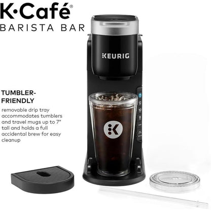 Keurig K-Café Barista Bar Single Serve Coffee Maker – Hot & Iced Coffee, Cold Brew, Coffee Shot, Brew Over Ice, 3 Cup Sizes 8-12oz, 42oz Reservoir, K-Cup Compatible – Black, Certified Refurbished