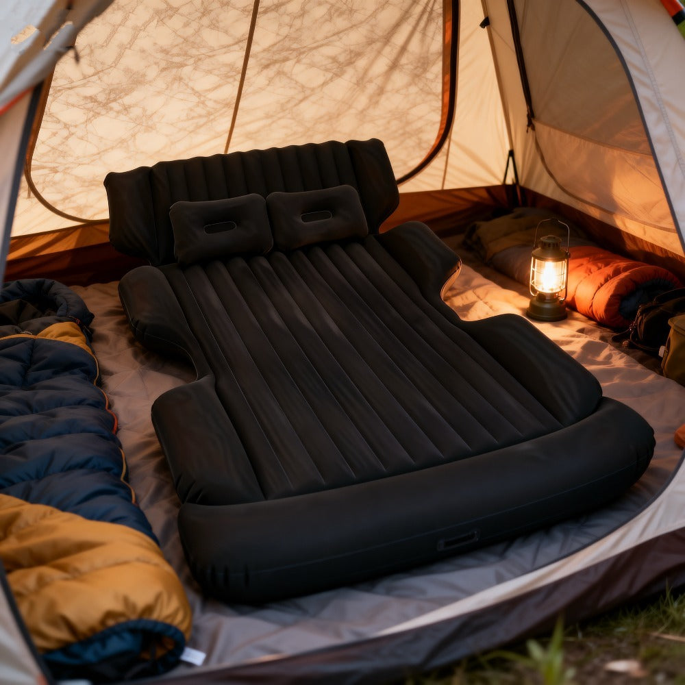 Comfortable Thickened Gray/Black Car Inflatable Mattress, Car Accessories, Inflatable Car bed for Truck and SUV Trunk, Foldable and Portable Skin-Friendly Back Seat Mattress, camping gear and equipment