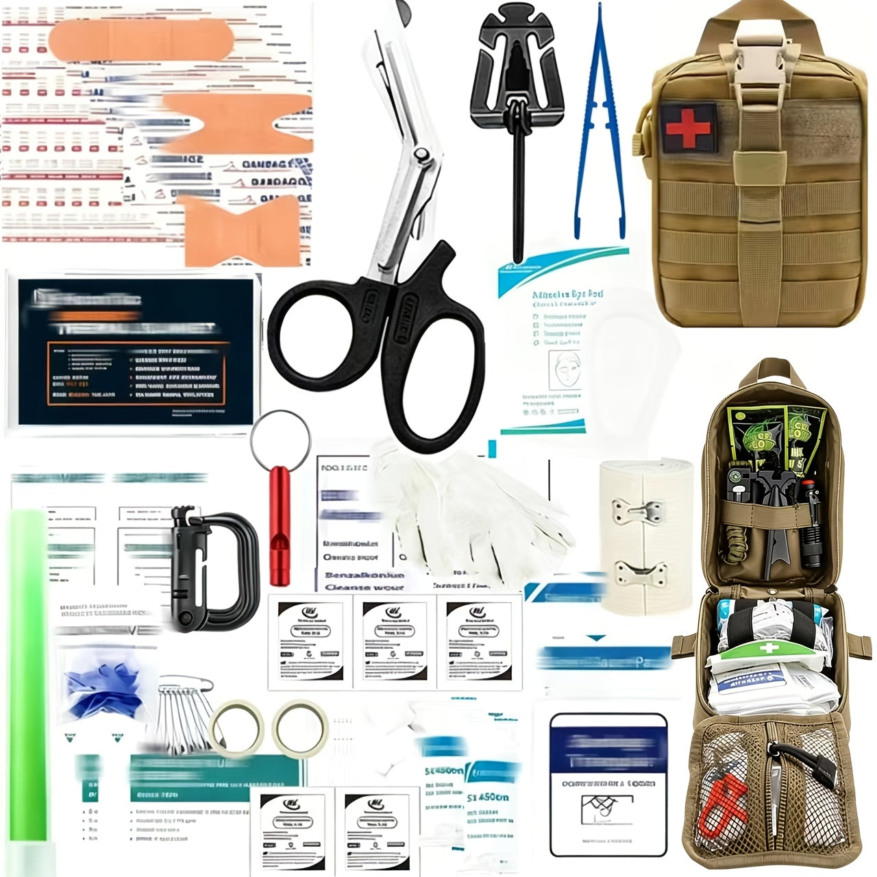 258-Piece Professional Survival Kit with Fire Starter Compass Multi-Tool for Men Camping Hiking Outdoor Exploration Emergency Preparedness Gift