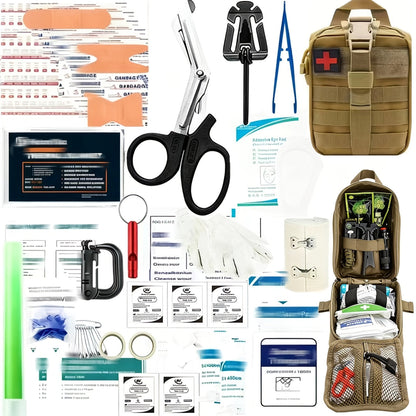 258-Piece Professional Survival Kit with Fire Starter Compass Multi-Tool for Men Camping Hiking Outdoor Exploration Emergency Preparedness Gift