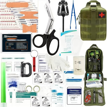 258-Piece Professional Survival Kit with Fire Starter Compass Multi-Tool for Men Camping Hiking Outdoor Exploration Emergency Preparedness Gift