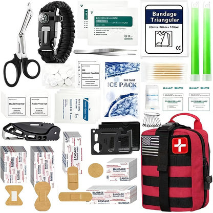 258-Piece Professional Survival Kit with Fire Starter Compass Multi-Tool for Men Camping Hiking Outdoor Exploration Emergency Preparedness Gift
