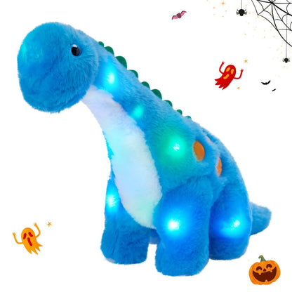 Dinosaur Stuffed Animal Plush Glowing Blue Dino with Music LED Light Up Soft Toy Glow in the Dark Birthday Gift for Kids Boys Girls Dinosaur Lovers