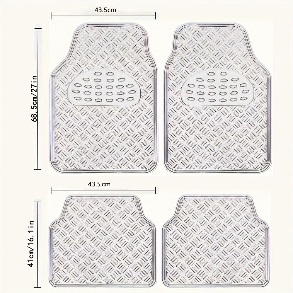 Waterproof Car Floor Mats 4pcs Set – PVC All-Weather Protection, Dustproof Easy-Clean Full Set for Cars, SUVs & Trucks, Anti-Slip, Multiple Colors Available
