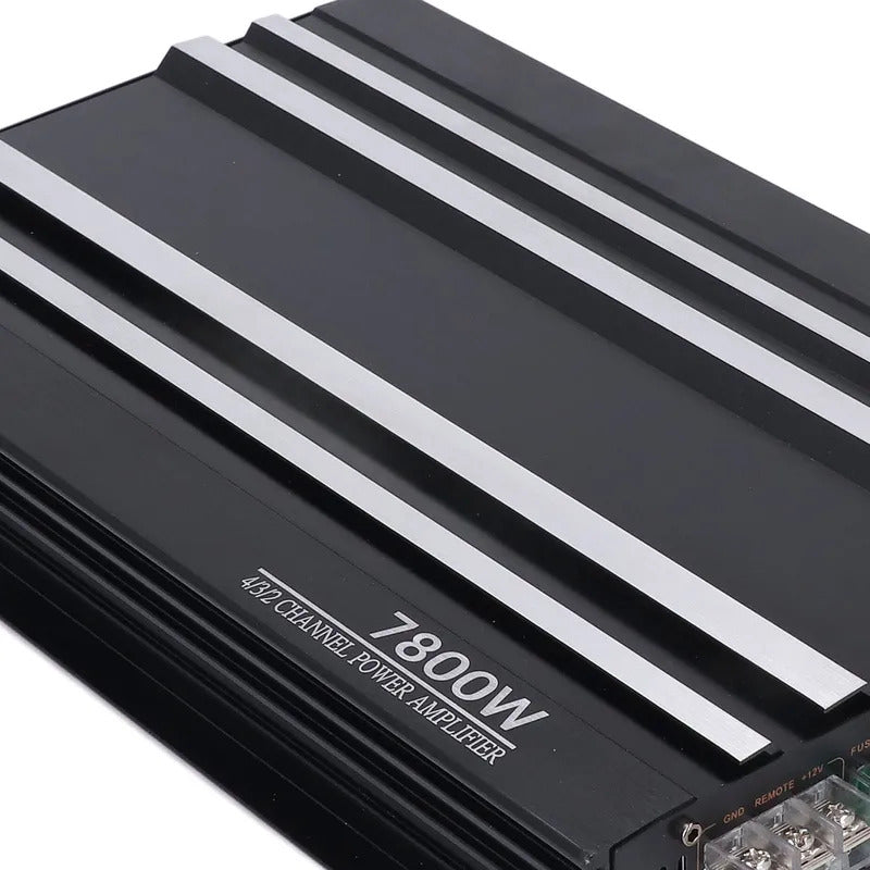 Car Stereo Amp Car Amplifier | 7800W 4 Channels A/B Class | Aluminum Alloy Pure Bass Power Amp for 12V Truck Boat UTV Motorcycle.