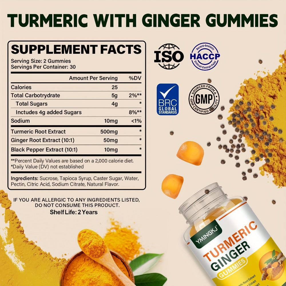 Turmeric Gummies with Black Pepper & Mint — 2000% Higher Absorption Curcumin | Anti-Inflammatory Joint, Immune & Digestive Support | Natural Formula | 60 Count | Women & Men Daily Wellness Supplement