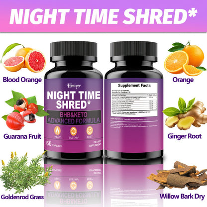 Night Time Fat Burner for Women — Shred Mask Capsules with Caffeine, Goji Berries & Dandelion Root | Overnight Metabolism, Sleep Support & Antioxidant Defense | Women's Weight Loss Supplement | 1 or 3 Pack