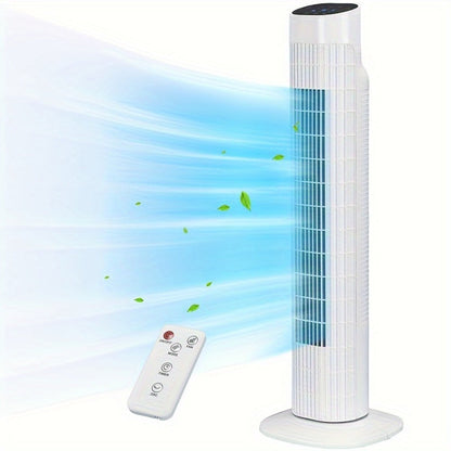 Tower Fan 31 Inch Bladeless | 80° Oscillating Standing Fan with Remote Control, 7.5H Timer & 3-Speed Settings, Quiet Cooling Fan for Bedroom, Living Room & Office – Black & White