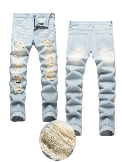 Teen Straight Leg Ripped Jeans - Multicolor Washed Denim