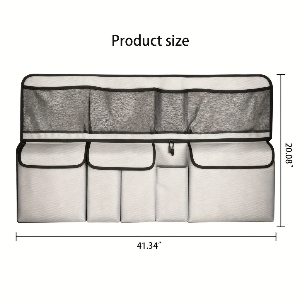 QIANKUNBAG Car Trunk Organizer, Large Capacity Vehicle Backseat Hanging Storage Bag with 9 Pockets, Space Saving Auto Seat Back Cargo Organizing Additions, Universal for SUV, Truck, Van