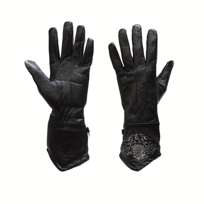 Women's Motorcycle Riding Gloves Full Finger Thermal Winter Warm Gloves with Stitched Eagle for Motorbike Cycling Driving Cold Weather – Black (S/M/XL/2XL/4XL)