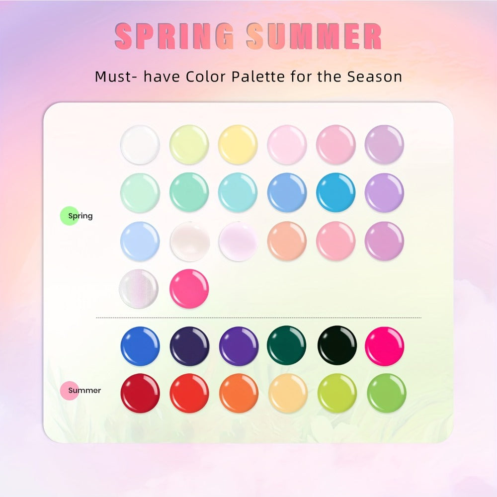 Pastel Gel Nail Polish Set 32 Colors Floral Rhapsody Series – Nude Gray Pink Blue Soak-Off UV/LED Curable, Four Seasons Manicure Starter Kit for Women Salon & Home Nail Art Gift