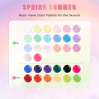 Pastel Gel Nail Polish Set 32 Colors Floral Rhapsody Series – Nude Gray Pink Blue Soak-Off UV/LED Curable, Four Seasons Manicure Starter Kit for Women Salon & Home Nail Art Gift