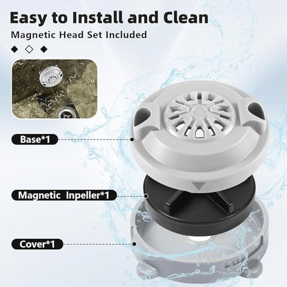 Magnetic Pipeless Jet Head Motor Replacement for Pedicure Spa Chair — Rotating Jet with Propeller & Cap, 4-Pin Connection, Luraco Compatible, Easy Clean, Durable Plastic, Grey