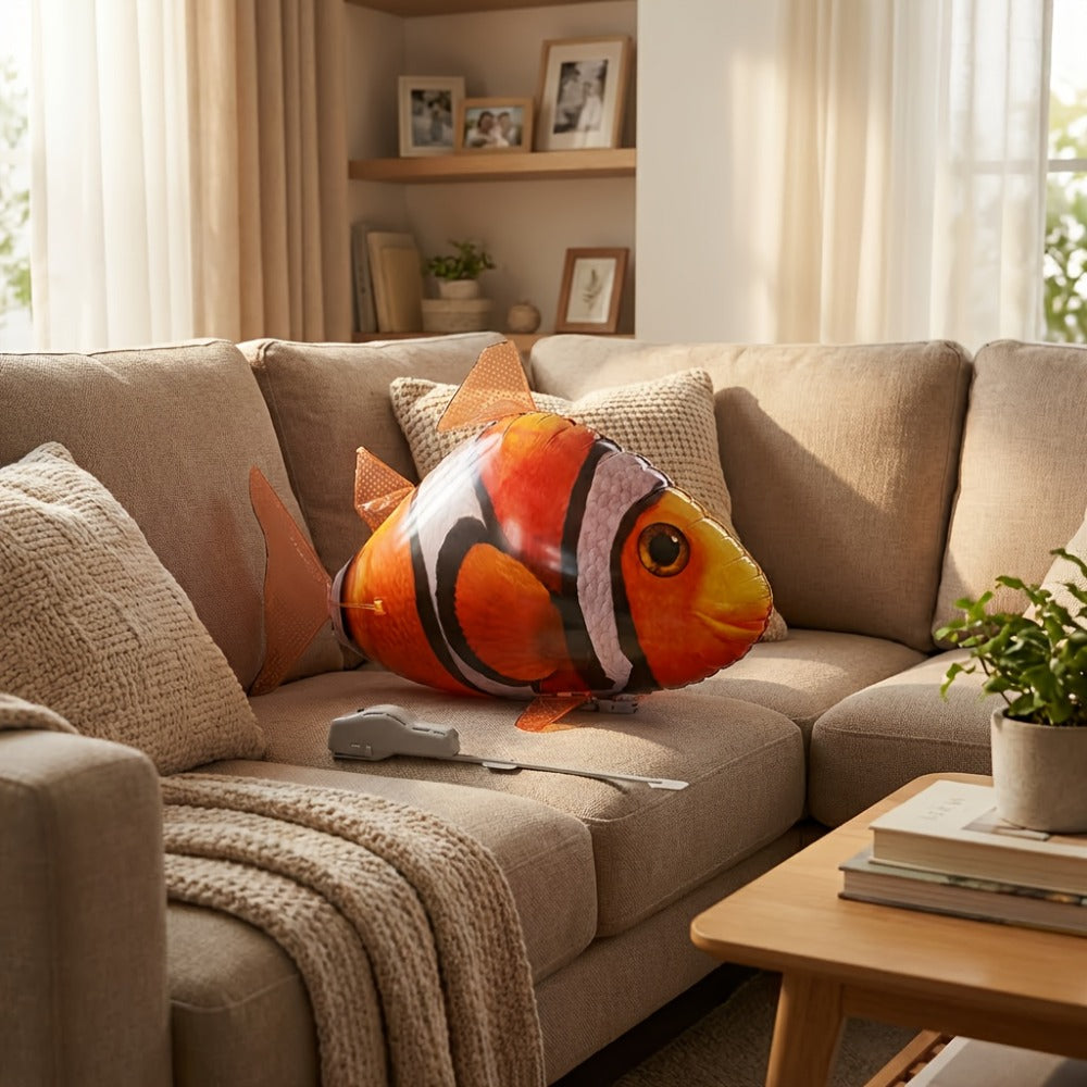 RC Inflatable Clownfish Balloon – Remote Control Flying Fish Toy for Kids Birthday Party, Wedding & Home Decor, Fun Indoor Air Swimmer Gift for Boys Girls Ages 3+