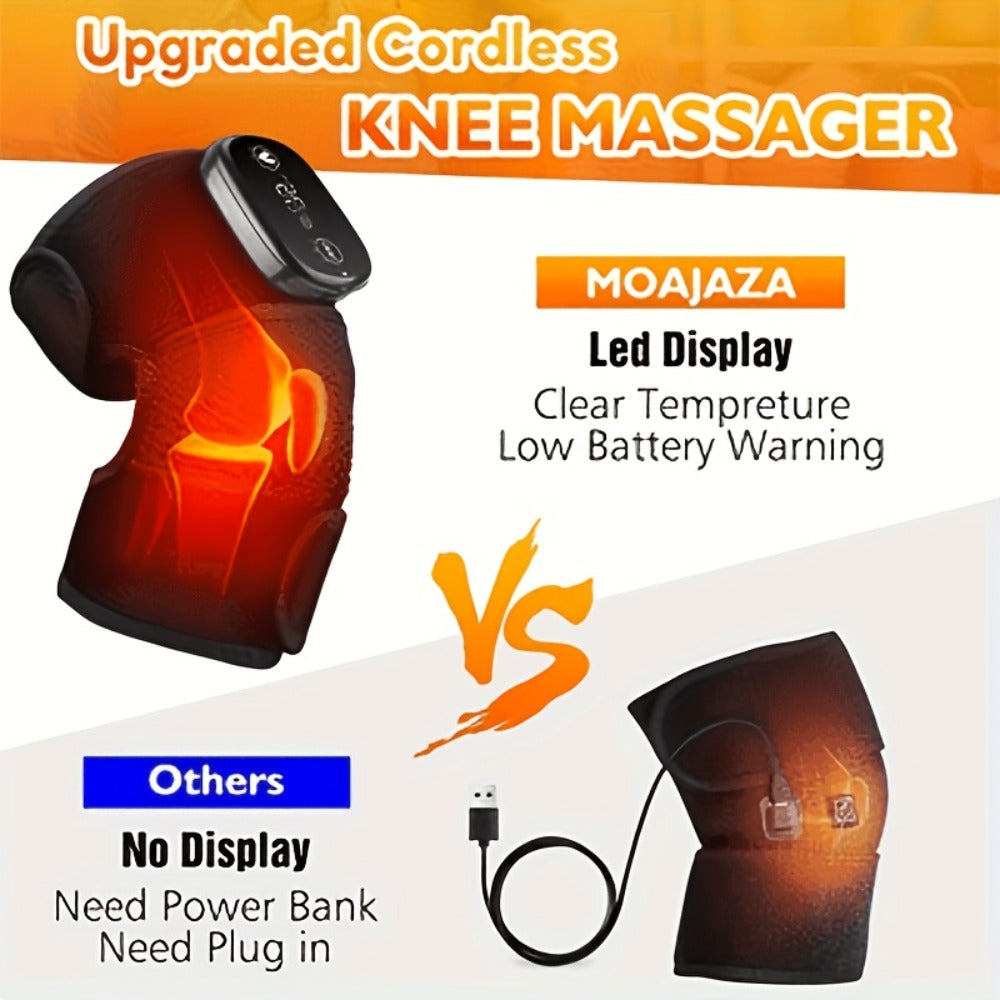 Knee Massager with Heat and Vibration – 3-in-1 Wireless Joint Massager for Knees, Shoulders & Elbows | Heating Pad & Vibrating Therapy for Pain Relief and Recovery