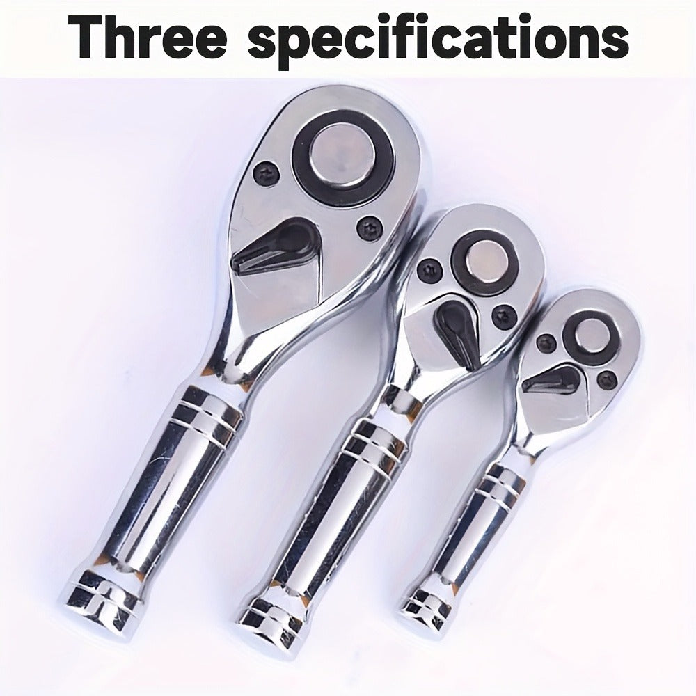 72-Tooth Quick Ratchet Wrench Short Handle – Compact Dual-Direction Socket Wrench for Auto Repair | 1/4" 3/8" 1/2" Drive Sizes Available | Fast-Action Ratchet Handle Tool