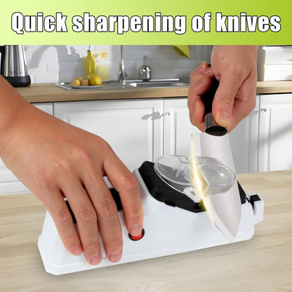 Electric Knife Sharpener with 5 Double-Sided Stones - USB Powered Professional Kitchen Knife Sharpener for Quick Sharpening & Polishing with Protective Cover
