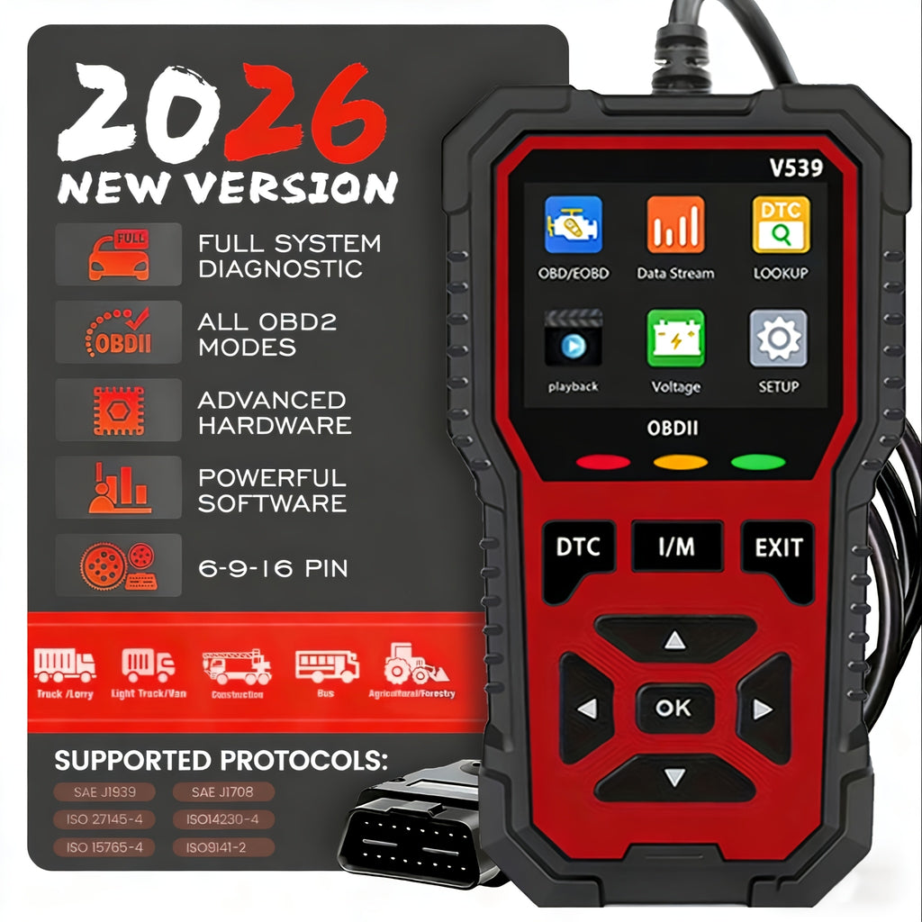 2026 Enhanced V539 OBD2 Diagnostic with Full Engine Code Reading And 6 Reset Modes for All OBD2/EOBD Vehicles from 1996 Onwards, Capable of Battery Voltage Testing And Reading/Clearing Codes Without a Battery, Without Battery