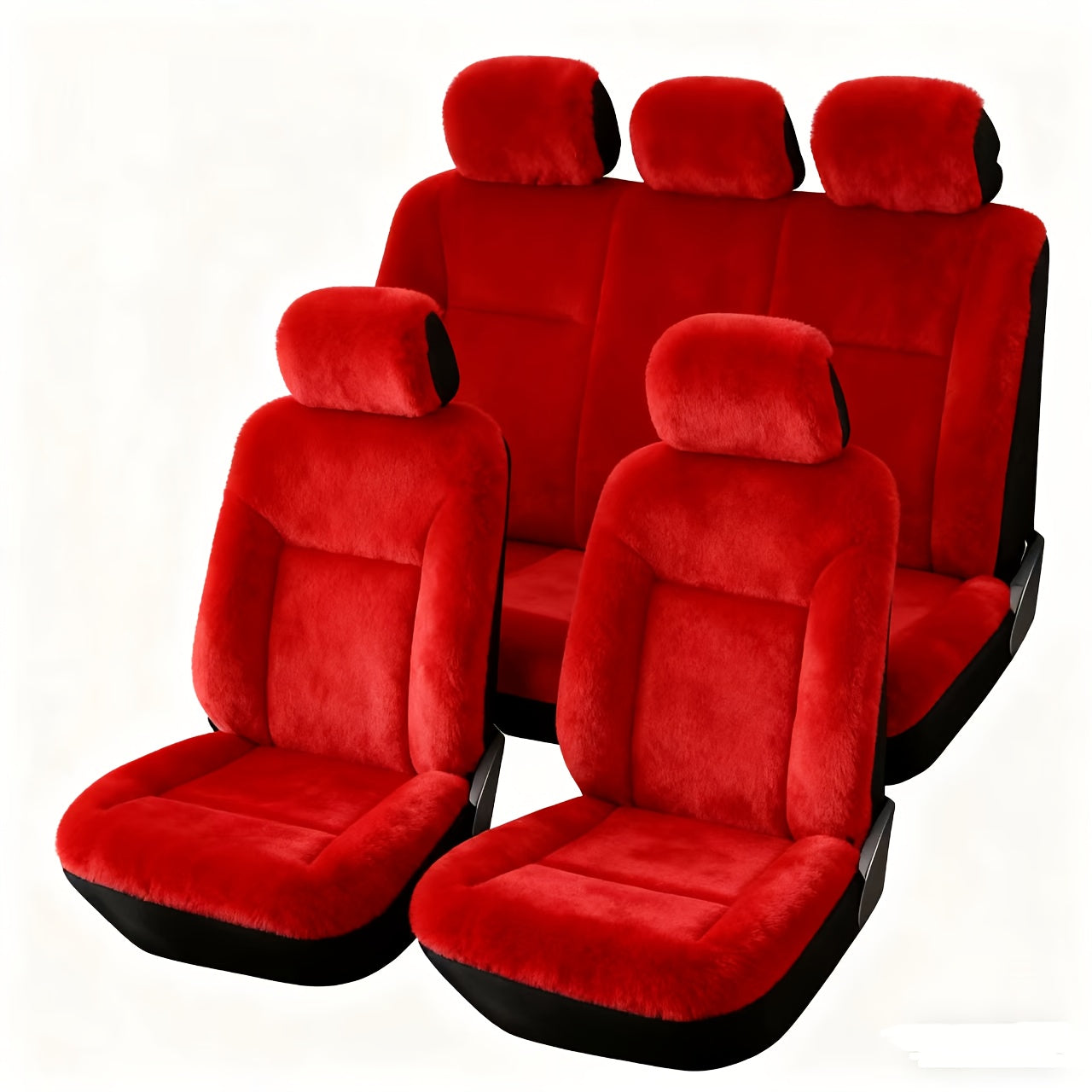 Car Seat Covers 5-Seat Set Luxury Plush Full-Wrap Universal Fit – Non-Slip Warm Winter Soft Fabric Seamless Coverage for Front & Rear Seats – All Car Models (Blue / Pink / Black / Red / White / Beige / Grey)