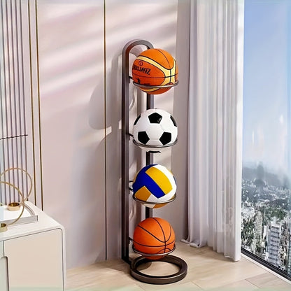 Basketball Storage Rack 3 4 5 Layer | Sports Ball Display Stand for Basketball Football Volleyball | Freestanding Ball Holder Organizer for Home Gym Garage Indoor Outdoor Use