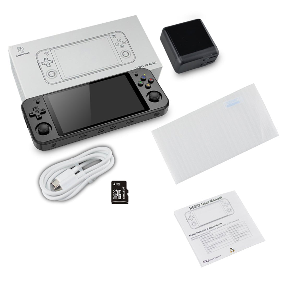 Anbernic RG552 Handheld Game Console Dual OS Android Linux Retro Emulator 5.36-Inch IPS 1920x1152 RK3399 4GB RAM HDMI USB 3.0 Active Cooling