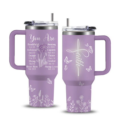 Christian Tumbler 40 oz Insulated with Lid & Straw – Faith-Inspired Religious Gift for Women, Hot & Cold Beverage Cup for Outdoor Sports, Camping & Daily Use, Thoughtful Christian Gift Idea