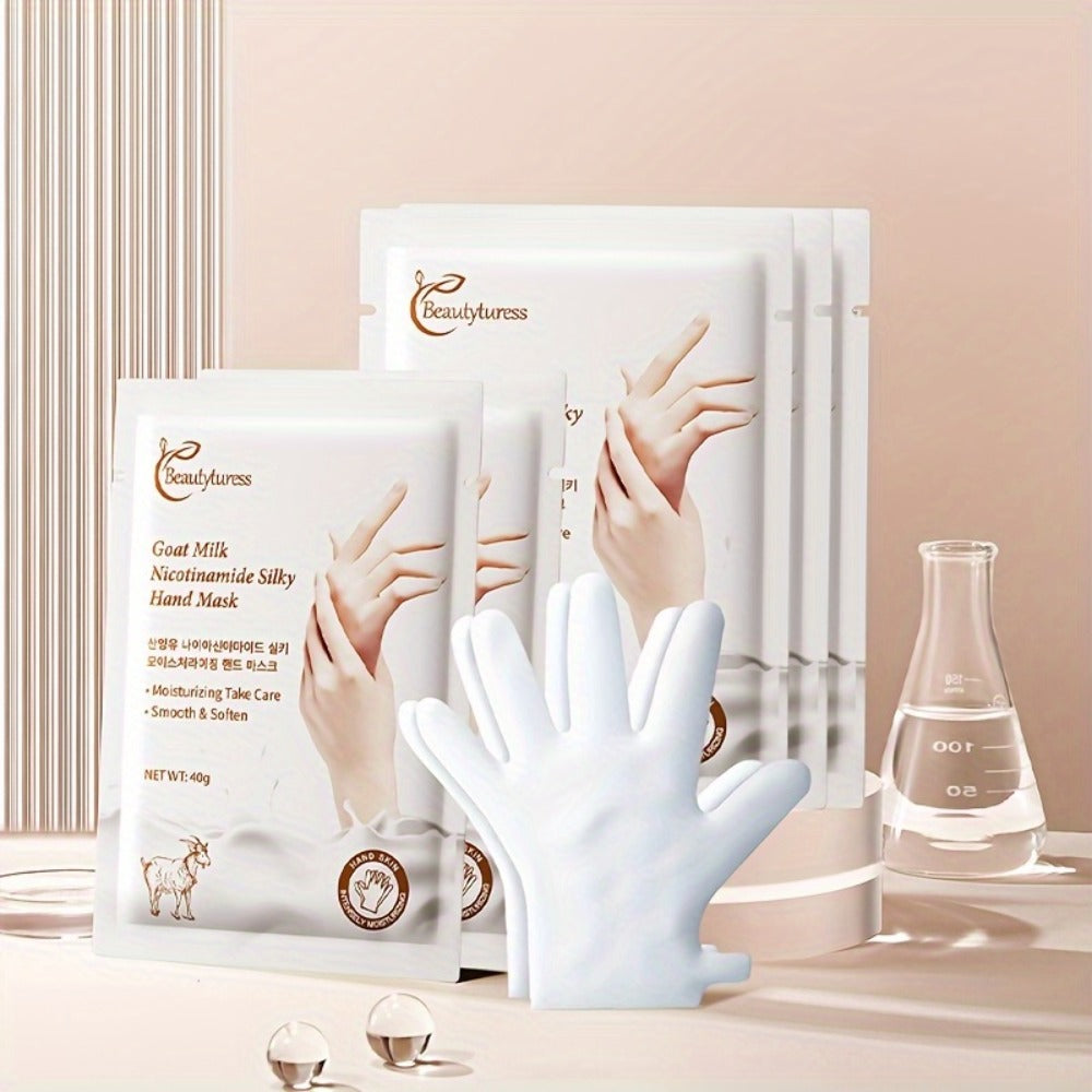 Moisturizing Hand Mask Gloves 20 Pairs with Niacinamide, Goat Milk & Glycerin | Brightening Deep Hydration Spa Treatment for Dry Rough Cracked Hands | Hypoallergenic Fragrance-Free Bulk Gift for Women