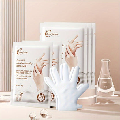 Moisturizing Hand Mask Gloves 20 Pairs with Niacinamide, Goat Milk & Glycerin | Brightening Deep Hydration Spa Treatment for Dry Rough Cracked Hands | Hypoallergenic Fragrance-Free Bulk Gift for Women