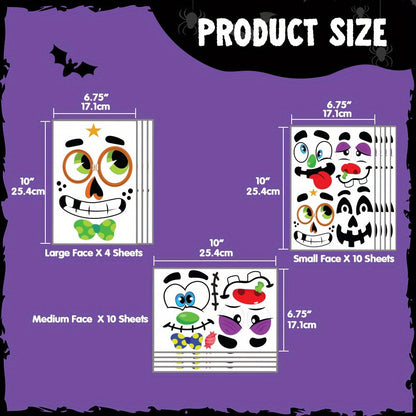 No-Carve Pumpkin Decorating Kit for Kids – 40 Faces 18 Sticker Sheets 12 Designs Halloween Pumpkin Decoration Craft, Trick or Treat Party Supplies & Favors
