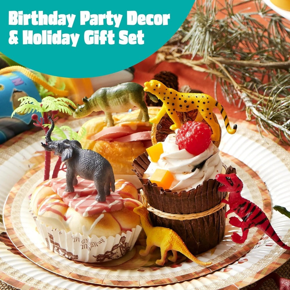 Animal Figures Toys for Kids 69pcs – 5-Set Nature World Mini Animal Figurines with Sensory Bin, Zoo, Ocean, Farm, Dinosaur & Jungle Animals, Easter Basket Stuffers & Birthday Party Favors