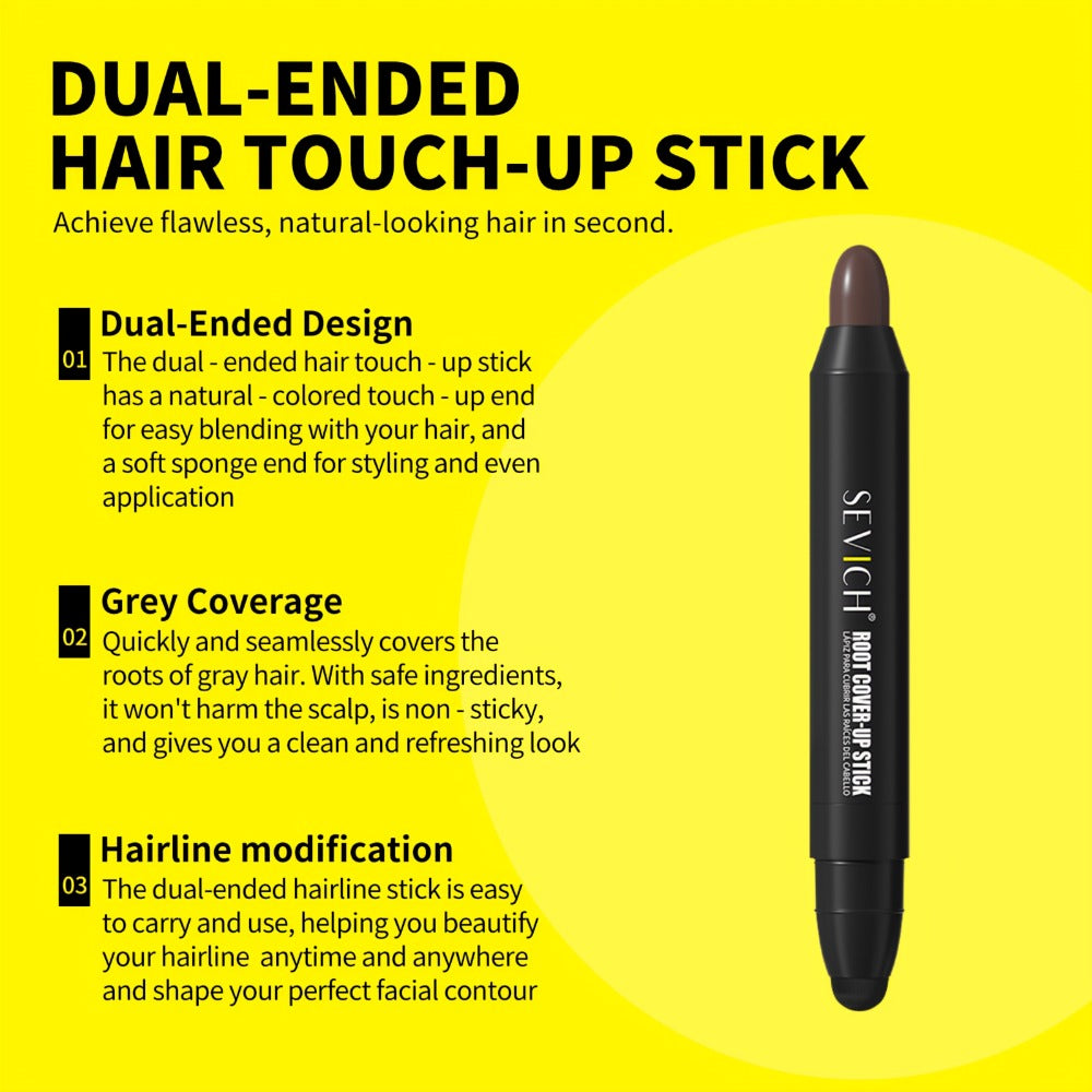 Gray Hair Root Touch Up Pen for Men – Instant Coverage Beard & Hairline Dye Stick, No-Mix Precision Applicator, Long-Lasting Color, All Hair Types, Black & Dark Brown