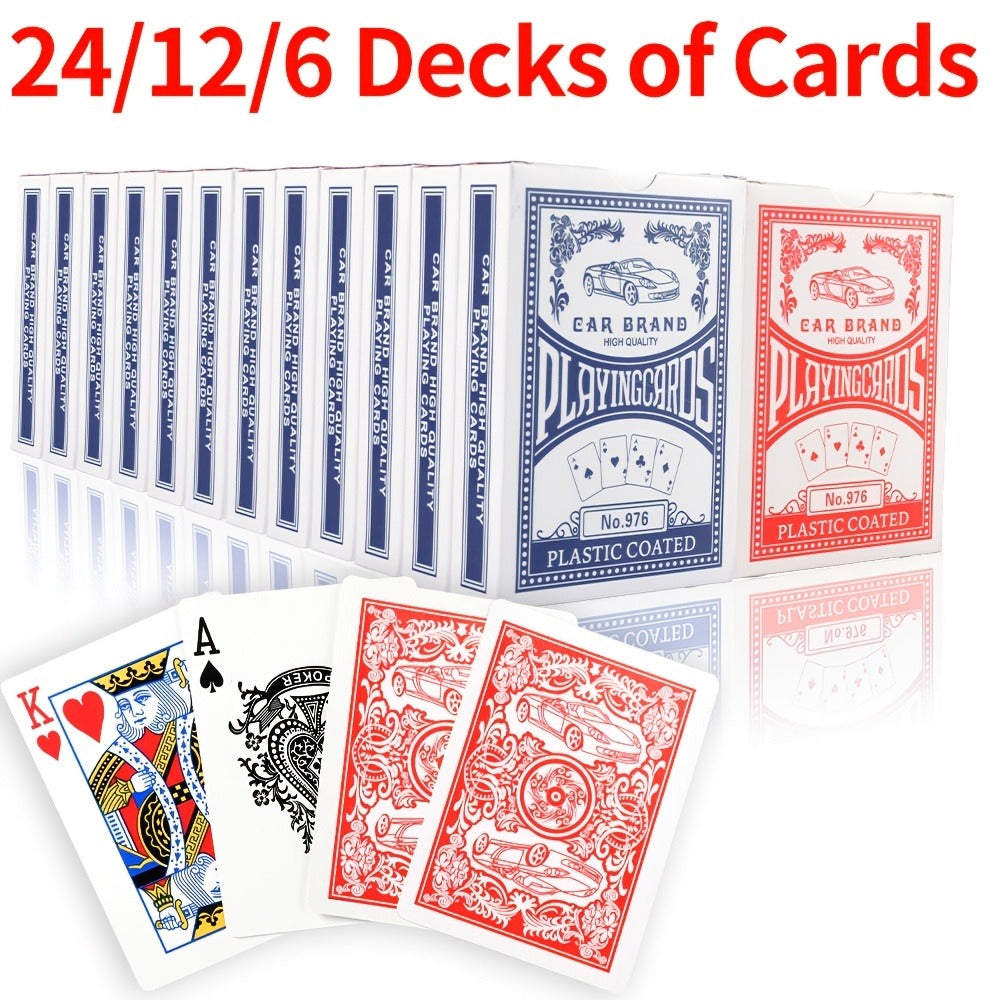 Premium Playing Cards Bulk Pack 6/12/24 Decks – Standard Index 2.5x3.5 Inch Durable Coated Cardstock, Blue & Red Decks for Poker Euchre Canasta Family Game Night Parties & Gifts