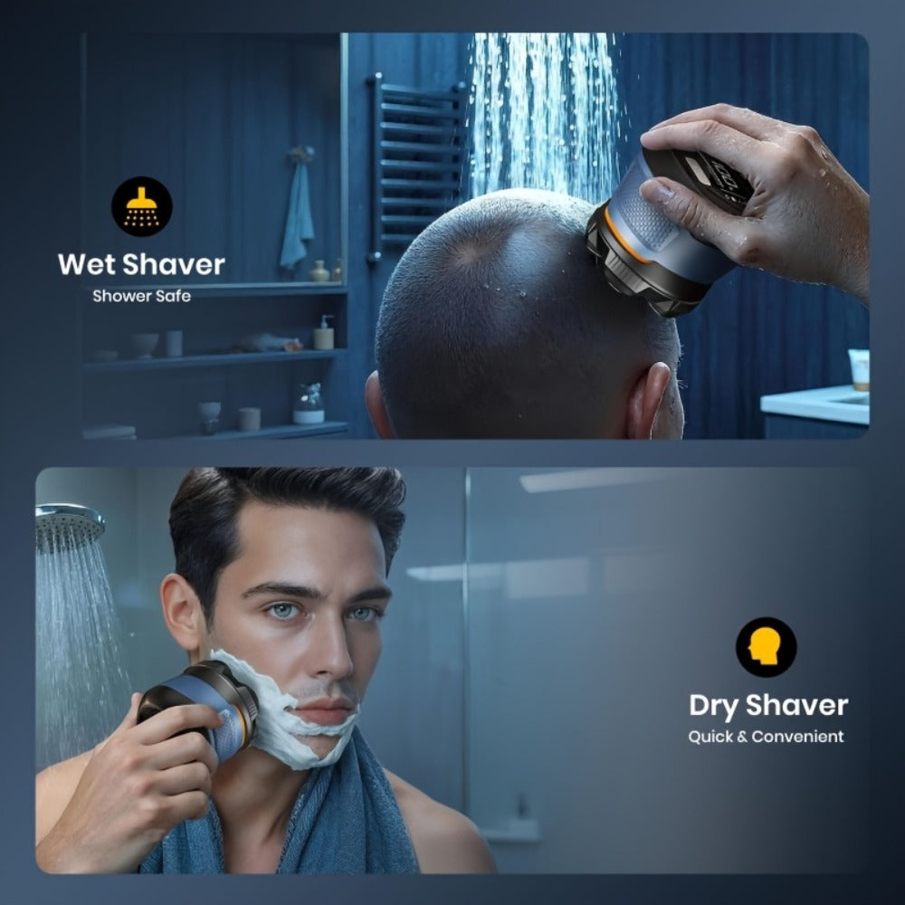 6D Magnetic Rotary Head Shaver IPX7 Waterproof Rechargeable – Quiet Motor Bald Head Shaver & Beard Trimmer with Replaceable Magnetic Blade Heads, Wet Dry Grooming Kit Gift for Men