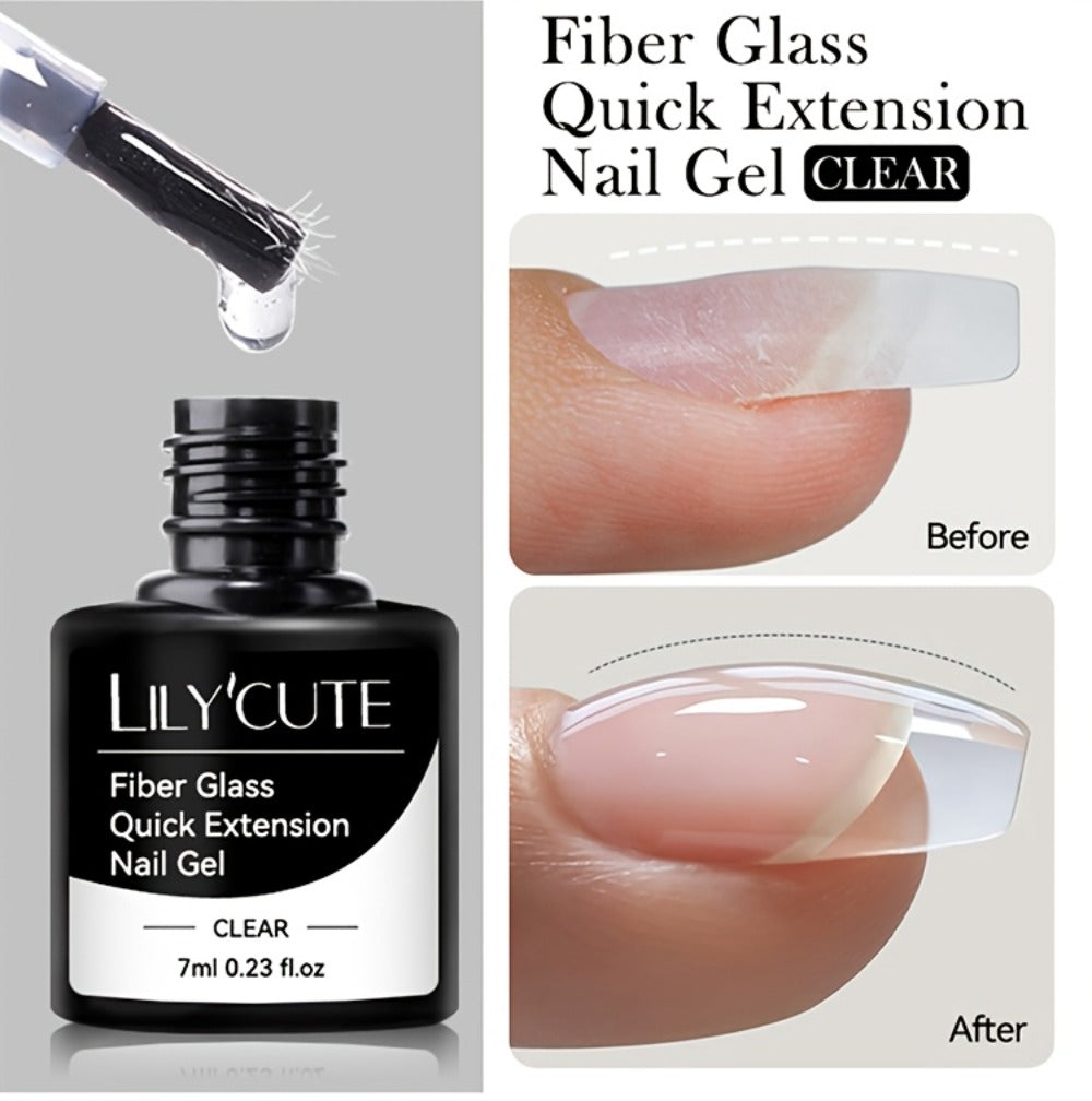 Nail Extension Builder Gel 3pcs - Fiberglass Construction Gel for Broken Nail Repair & Nail Extension, Clear UV LED Soak-Off Fiber Glass Gel Varnish, DIY Salon Nail Kit