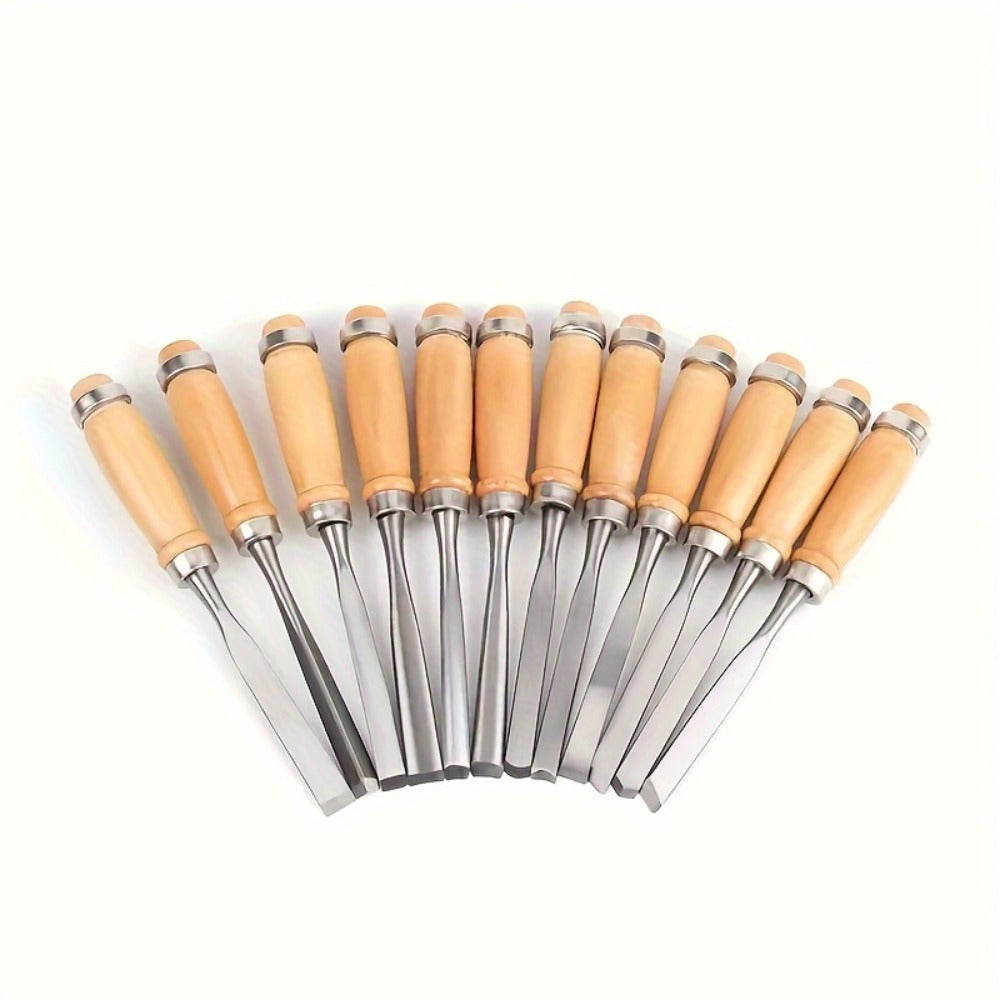 Wood Carving Chisel Set 12 & 24-Piece – Professional Beech Wood Handle Woodworking Chisels, Detail Carving Hand Tools for Beginners & Experts, Ideal Woodworker Gift