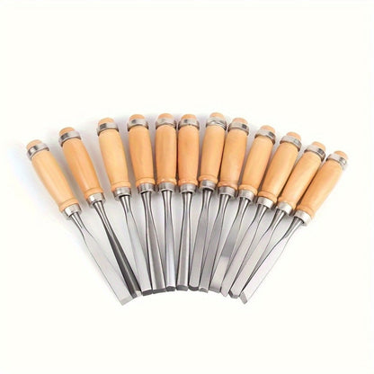 Wood Carving Chisel Set 12 & 24-Piece – Professional Beech Wood Handle Woodworking Chisels, Detail Carving Hand Tools for Beginners & Experts, Ideal Woodworker Gift