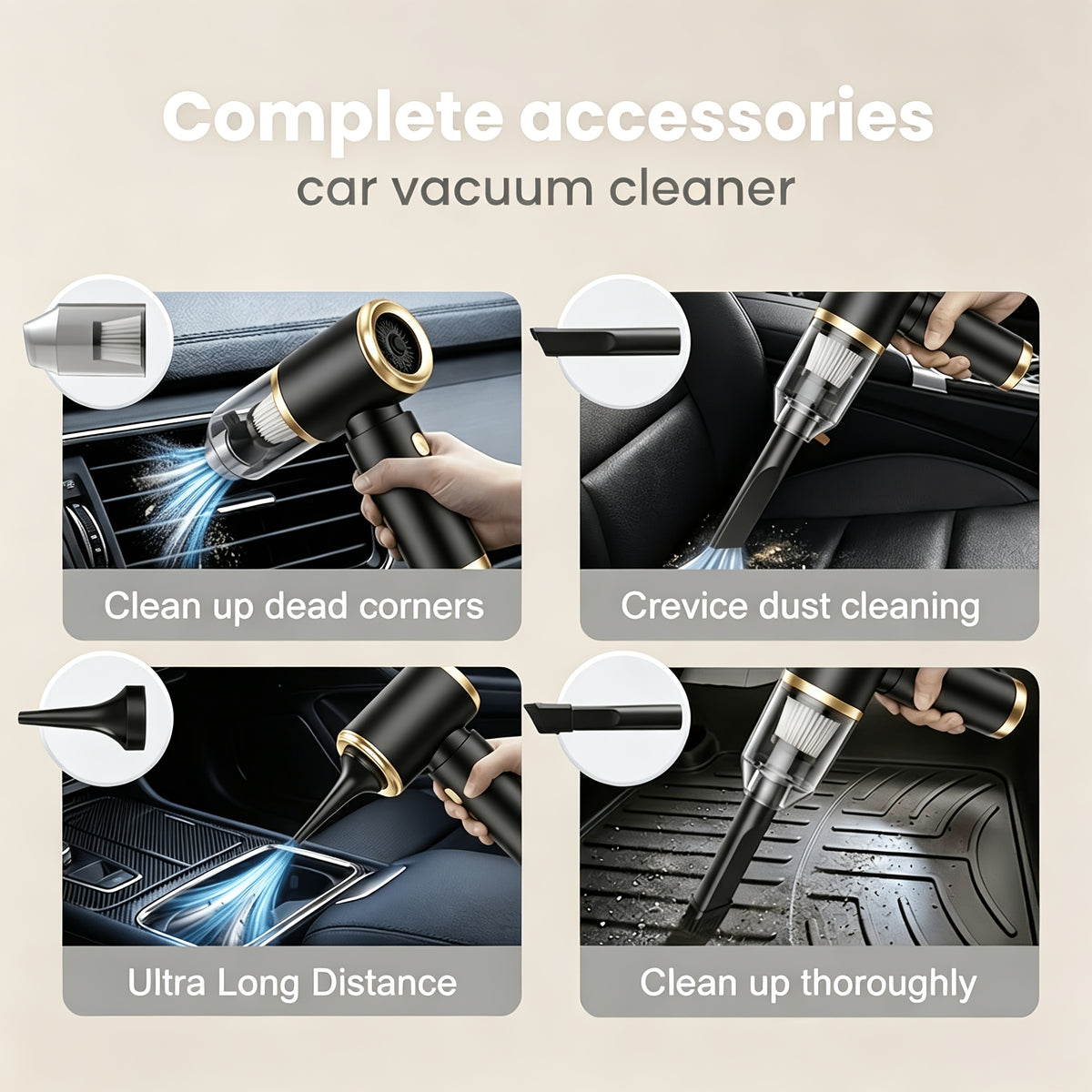 8000Pa Car Vacuum Cleaner - Strong Suction, High Efficiency, Portable Cordless Household Handheld Vacuum Cleaner With Both Blowing And Suction Functions, Equipped With Various Gap Cleaning Tools, Suitable For Car/office/home Cleaning