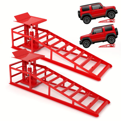 2 Pack Hydraulic Car Ramps, 11050LBS 5T Car Ramp High Lift 9"-14.2", Heavy-duty Iron-made Vehicle Lift Ramp, Automotive Truck Service Ramps For Oil Changes Support Jack For Maintenance