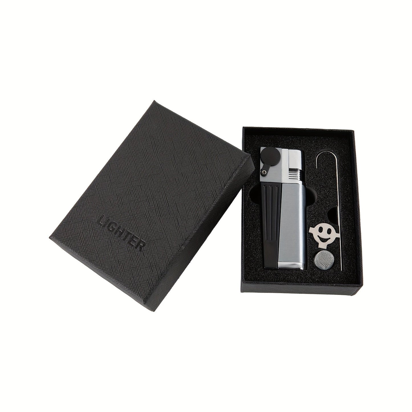 Folding Pipe Lighter Refillable 2-in-1 with Adjustable Flame, Metal-Crafted Durable Design, Gift Box Included – Windproof Butane Lighter for Men, Outdoor, Christmas & Valentine’s Day Gift