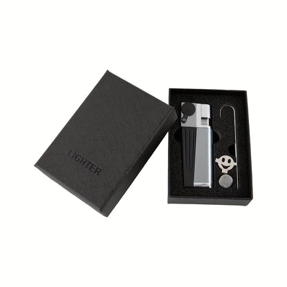 Folding Pipe Lighter Refillable 2-in-1 with Adjustable Flame, Metal-Crafted Durable Design, Gift Box Included – Windproof Butane Lighter for Men, Outdoor, Christmas & Valentine’s Day Gift