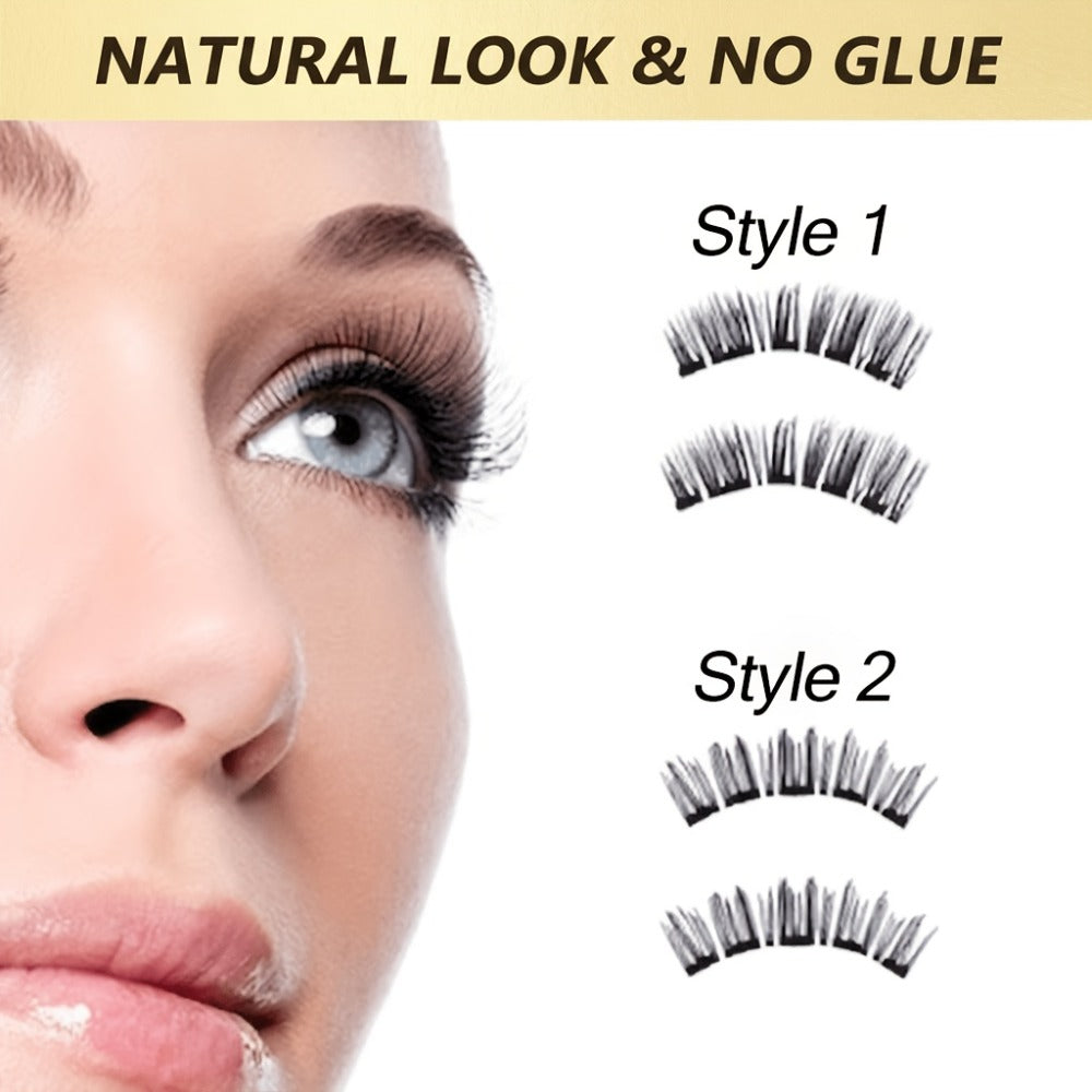 Reusable Magnetic False Lashes 8Pcs No Glue Double Strip Set with Applicator & Tweezers – Natural Everyday Makeup Look for Women, Daily Wear, Parties, Travel & Mom Gift