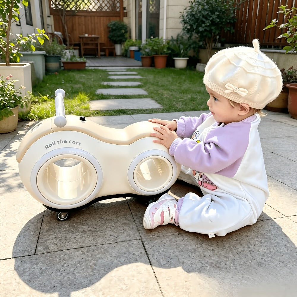 Anti-Tip Baby Walker with Music & Lights 4-Wheel Toddler Learning Walker 220 lb Widened Stable Base Indoor Outdoor Birthday Gift Boys Girls Ages 1+ Beige Pink Green Blue