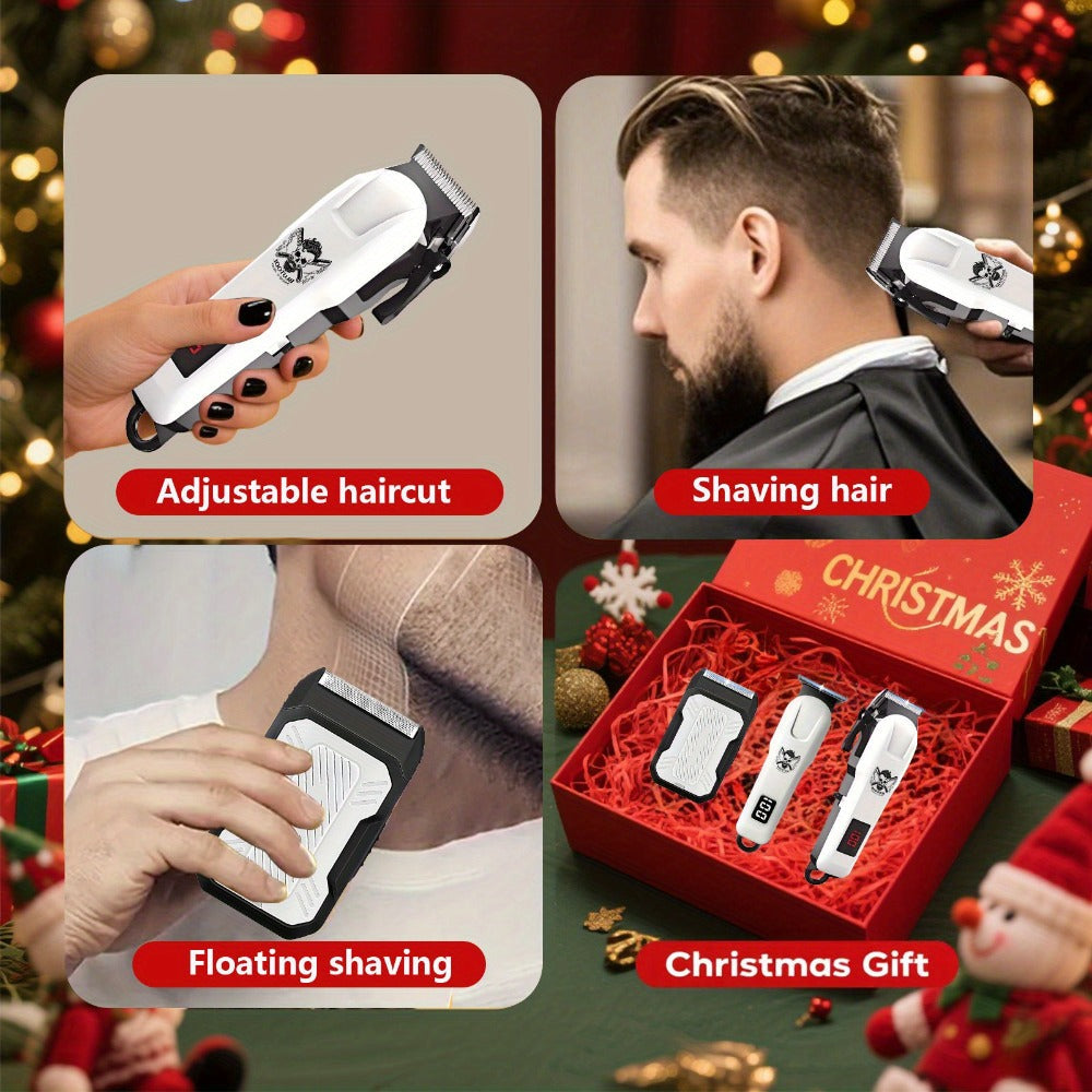 Cordless Hair Clipper Set for Men USB Rechargeable Electric Shaver with LED Display - Professional Grooming Kit 2 or 3 Piece Wireless Hair Trimmer for Home & Travel Gift