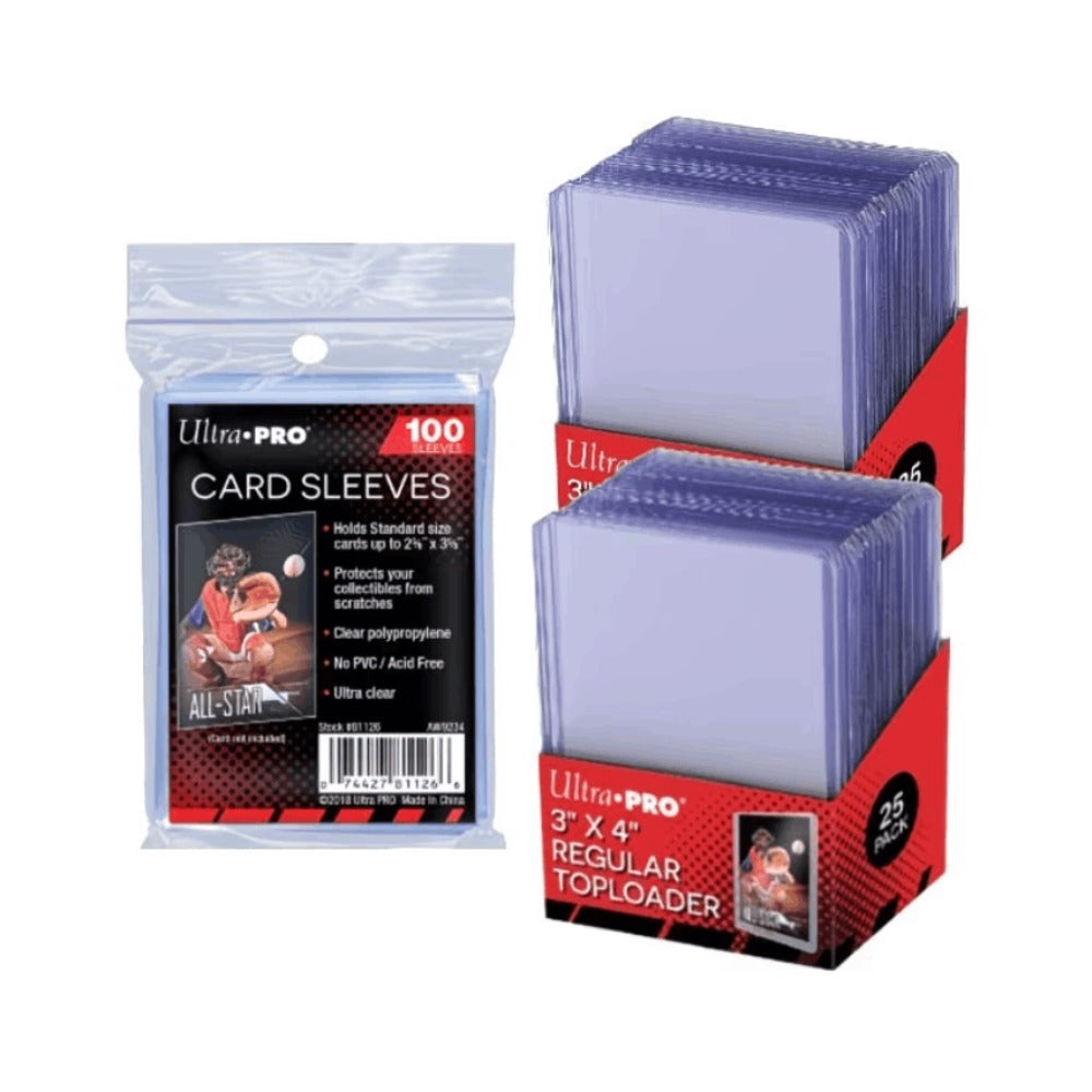 Ultra Pro 35pt Toploaders & Penny Sleeves Bundle – 50 Hard Card Sleeves + 100 Clear Soft Sleeves for TCG, Sports Cards, CCG Collectors