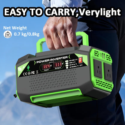 Power Inverter 500W/1000W DC 12V to AC 110V - Car Power Converter with LCD Display, 2 AC Outlets, 2 USB Ports & 2 Type-C, for Home, Car, RV, Camping & Outdoor Emergency Power