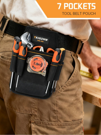 Tool Bag Heavy Duty 7-Pocket PVC Organizer for Mechanics & Electricians – Multi-Pocket Hand Tool Storage Bag, Portable Jobsite Toolbag for Plumbers, Contractors & DIY