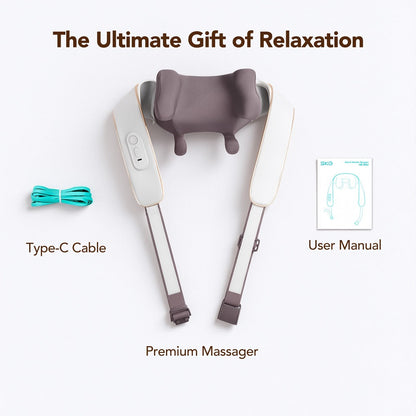 Wearable Neck & Shoulder Massager with Heat – 6D Bionic Hand Kneading Trapezius Massager, 9 Modes 3 Intensities 40-45°C Heat, Hands-Free Deep Tissue Massage for Home & Office, Gift for Women Men Mom