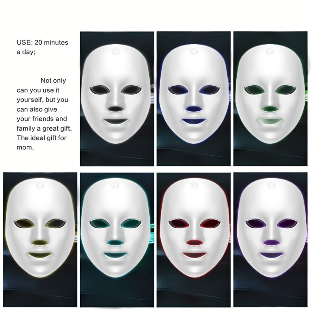 Portable 7-Color LED Facial Mask Device – USB Rechargeable Home Beauty Skincare Tool for Face Care, Anti-Aging & Acne, Perfect Gift for Girlfriend & Valentine's Day