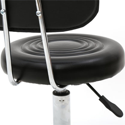 Cushioned Salon Stool with Backrest & Adjustable Height 18.9"-22.8" - Round 360° Swivel Chair for Hair Salon Spa Barbershop Office Home, Chrome Base, Black